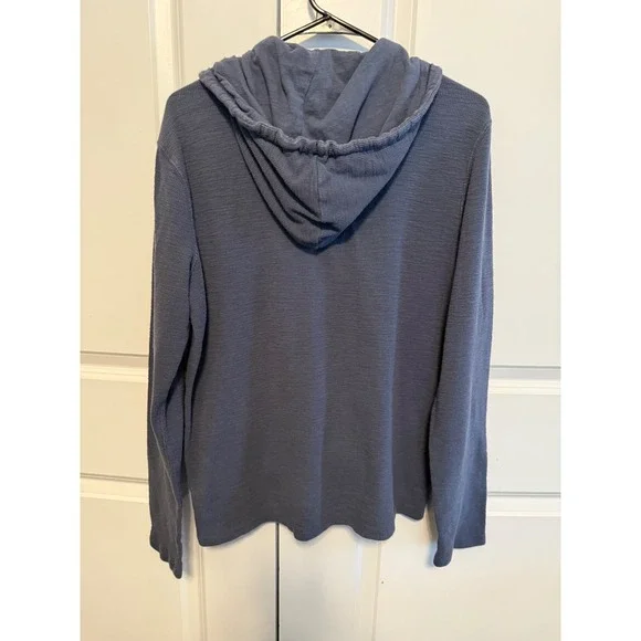 Mutual Weave Mens Hoodie Henley Long Sleeve Top Casual Blue Medium - Picture 4 of 6